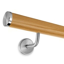 Picture: Handrail set beech with stainless steel end cap...