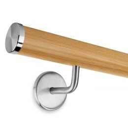 Picture: Handrail set beech with stainless steel end cap...