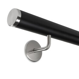 Picture: Handrail black with stainless steel end cap flat...