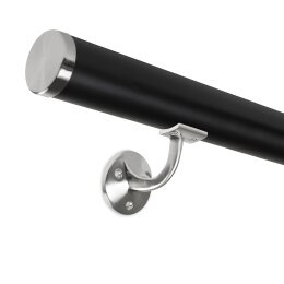 Handrail set black Ø 45 incl. caps flat + brackets