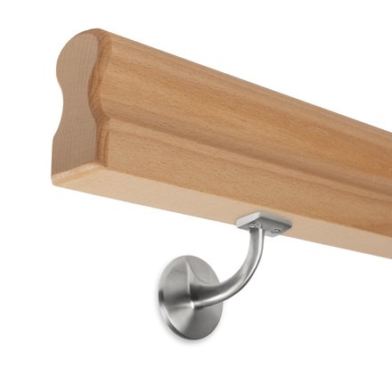 Picture: handrail beech omega 45x80mm, holder with hanger bolt