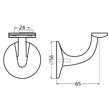 Handrail bracket grey straight support with hanger bolt