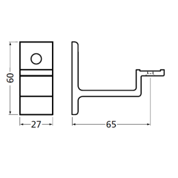 Handrail bracket grey straight support with cap nut