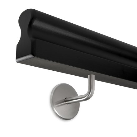 Picture: Handrail black omega 45x80mm with holders for screwing in, holder 2