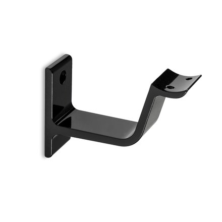 Picture: Handrail holder black glossy round support curved with cap nut