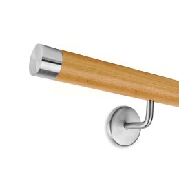 Picture: Handrail set beech with stainless steel end cap...