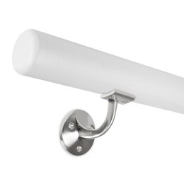 Handrail set white with stainless steel brackets