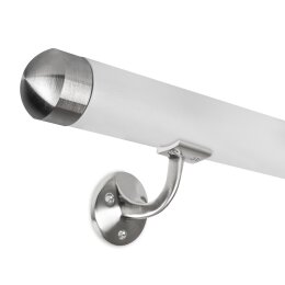 Handrail set white with end caps round + brackets