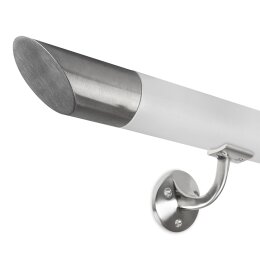 Handrail set white Ø 45 incl. stainless steel diagonal + holder