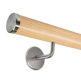 Picture: Handrail set ash with stainless steel end cap...