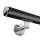 Image: Handrail black with polished stainless steel cap and stainless steel look holder