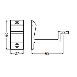 Handrail bracket silver straight support flat