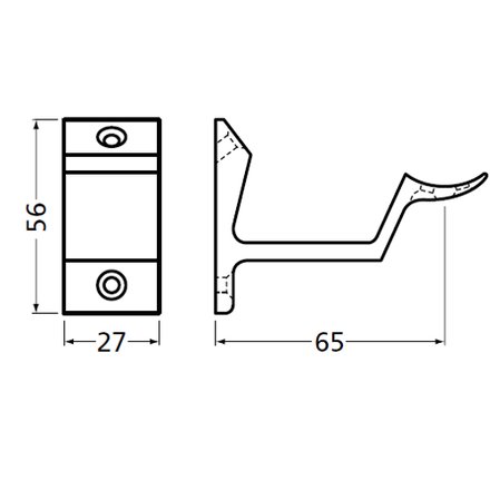 Handrail bracket black round support flat