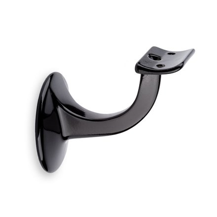 Bild: Handlaufhalter schwarz runde Auflage mit Stockschraube glnzend