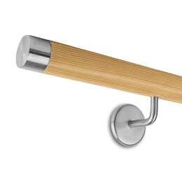 Picture: Handrail set pine with stainless steel end cap...