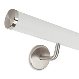 Handrail set white Ø 45 incl. caps flat + brackets